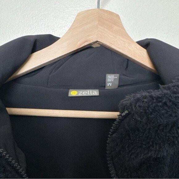 Zella Womens Medium Faux Fur Sherpa Jacket In Black Color - Picture 10 of 15